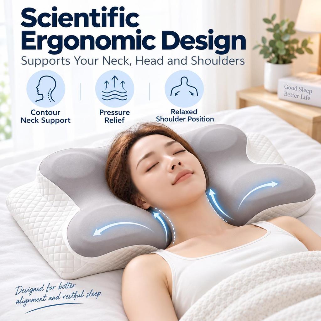 Ergonomisches Nackenkissen, Orthopädisches Bettkissen aus Memory-Schaum