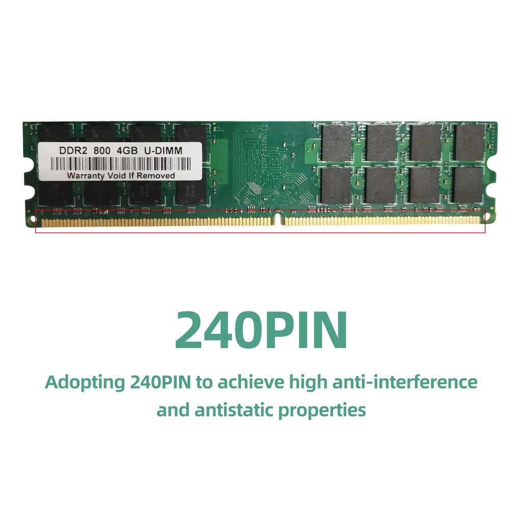 DDR2 Desktop Memory Bar 240Pin 4GB RAM 800MHZ Data Transmission Circuit Module Board Replacement for AMD Motherboards