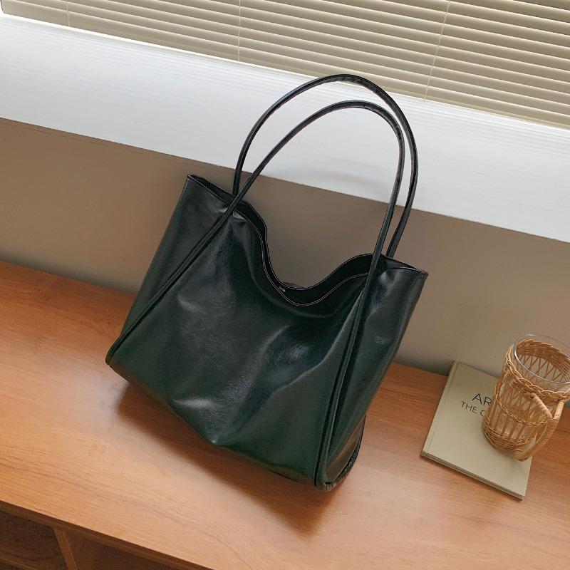 Retro new large-capacity shoulder bag fashionable solid color tote women's bag