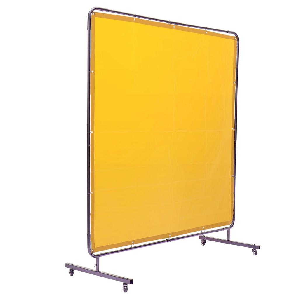 Welding Screen with Frame, 6' X 6' Welding Curtain Screen, Flame-Resistant Vinyl Welding Protection Screen On 4 Swivel Wheel (2 Lockable), Moveable &