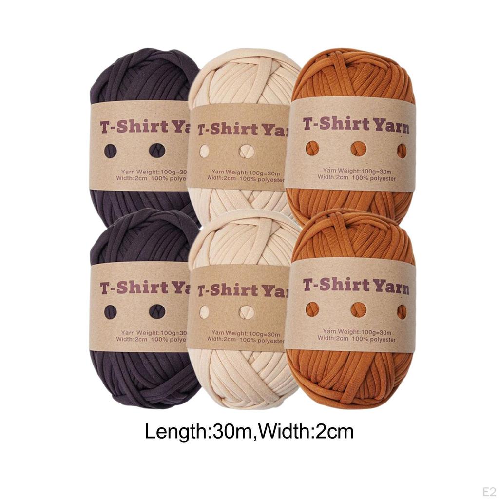 -Pack Knitting Yarn, T-shirt 196 Yards Total Length, Chunky Yarn for Carpets, Handbags,