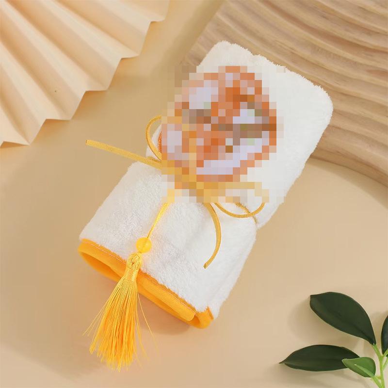 Elegant Chinese-Style Tassel Coral Fleece Towel Set - Soft, Absorbent, and Luxurious, Ideal for Weddings.