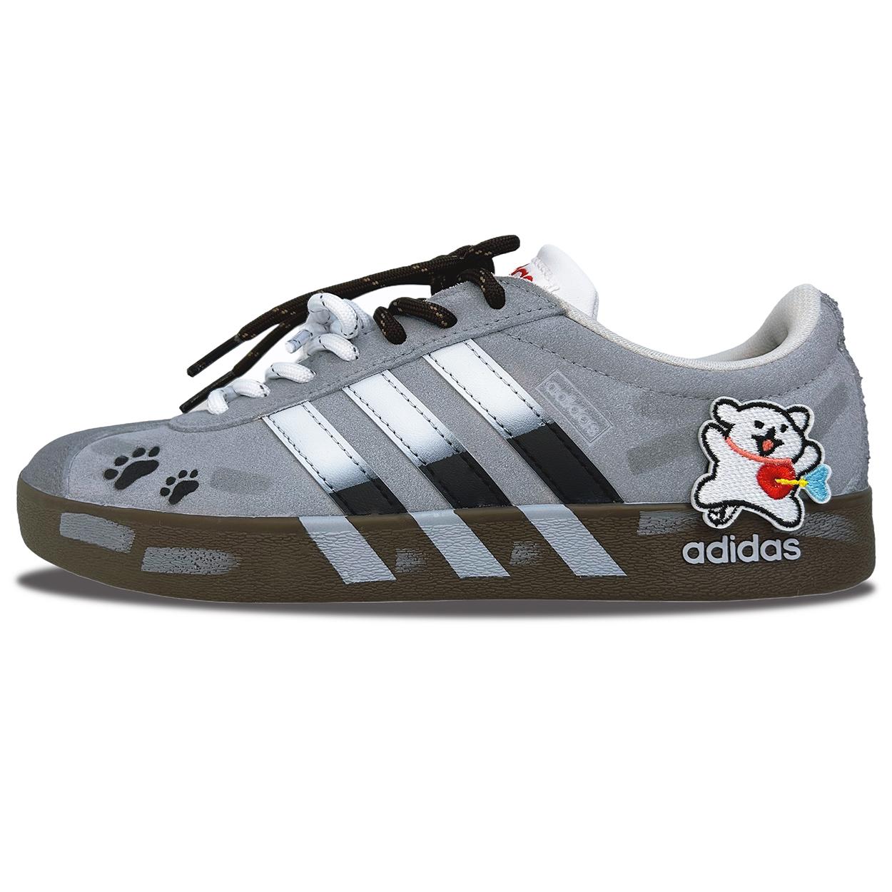

Adidas VL COURT 2.0 Leather Cushioning, Wear Resistant Low top Skateboard Shoes Unisex Gray Black HQ1802(Team1071-) 37⅓
