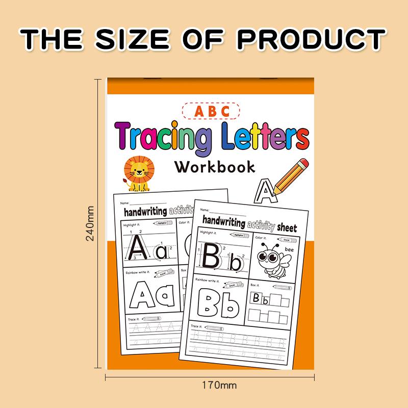

2 Books/set of 26-letter and Number Practice Books, Each with 32 Pages, Number Copybook, Letter Tracing Book