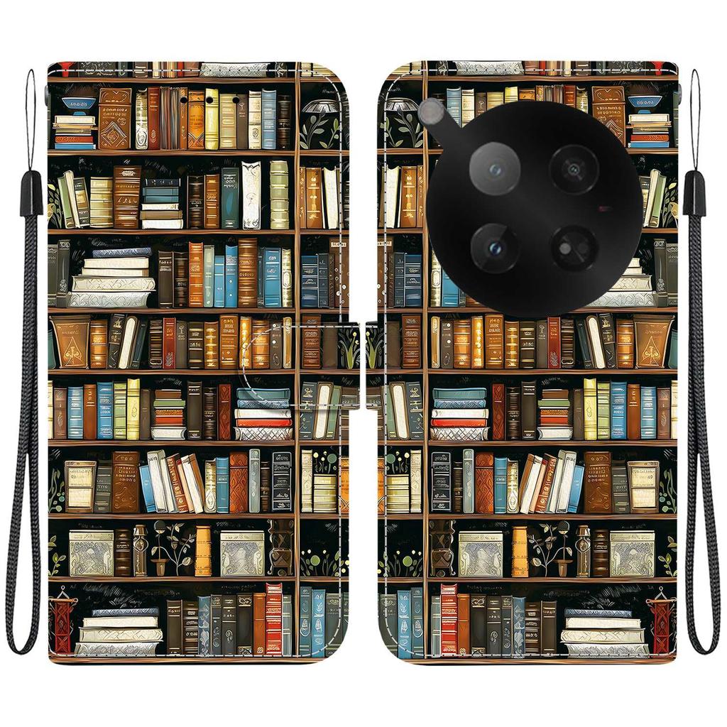 Handmade PU Leather Flip Case for Infinix Zero 40 4G (X6860) Anti-Slip Shockproof Cover with Wrist Strap & Heart/Rose Cat Designs