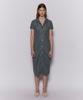 Weseullihyuseuteon Open Collar Cable Knit Long Dress Dark Blue