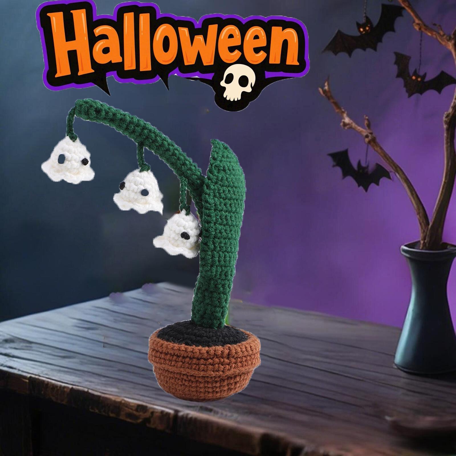 

Хэллоуин Ручная Вязаная Пряжа, Маленькое Украшение в Горшке в Подарок, Настольное Украшение для Дома One Size зелёный