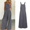 Sommer Frauen Overall Ärmellose Einfarbig Breite Bein Taschen Lose Riemchen Overall Overall für Party