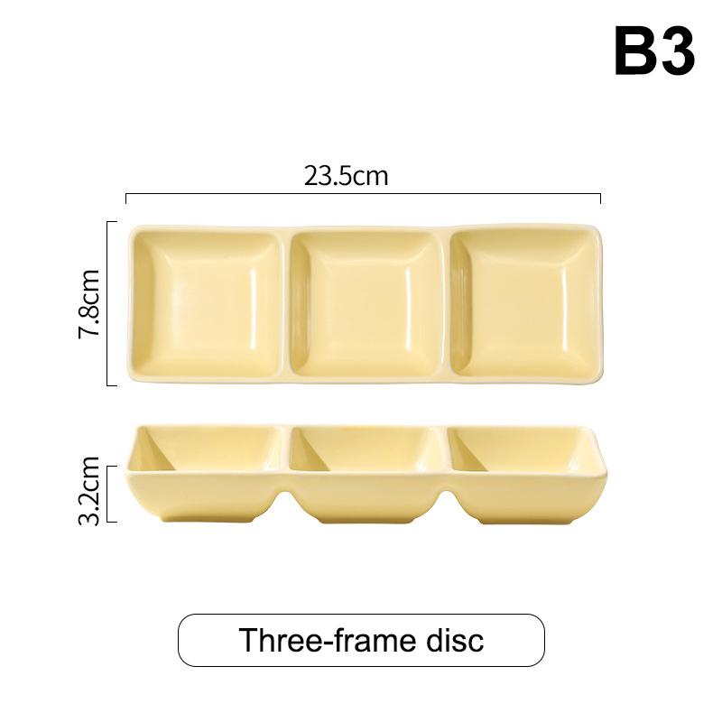 Creative Ceramic Soy Sauce Dish Spice Plate 2/3 Grids Dinner Plates Household Snack Plate Kitchen Accessories