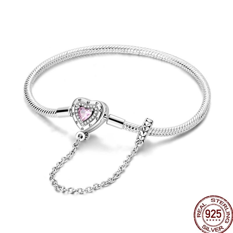 925 Sterling Silver 17-20CM Original Bracelets Heart Moon Sun Clasp Bead Charm Bracelet Fit DIY Charms Beads for Women Jewelrys