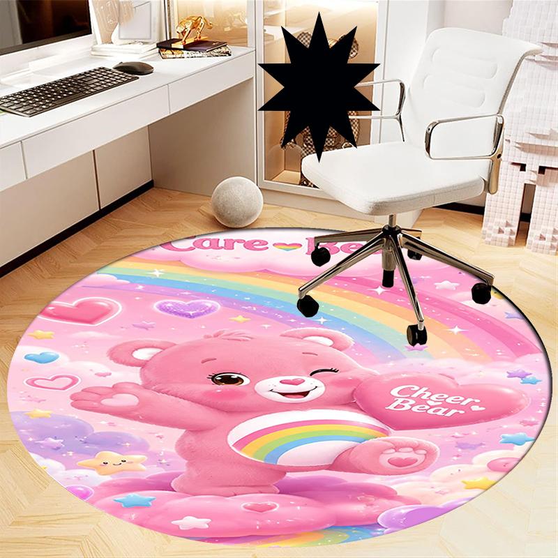 Bear Printed Round Rug Carpet Chair Rug Area Rug Entryway Doormats,for Office Chair Living Room Bedroom Kitchen Room.