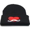 New European and American Style Autumn and Winter Heart-shaped Beard Embroidery for Men and Women Knitted Hat, Pullover Hat, Woolen Hat Yiwu