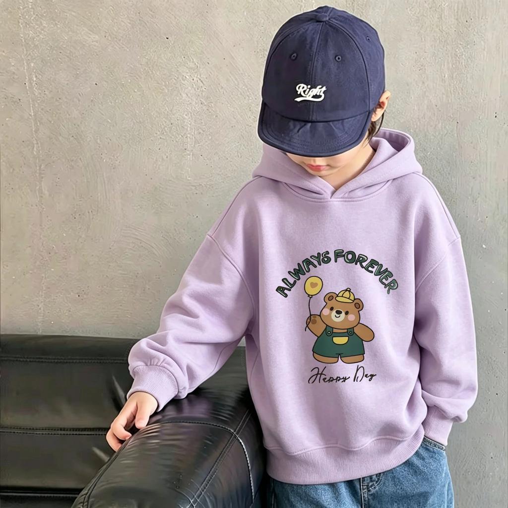 Autumn Winter Loose Casual Children Tops Unisex Kids Hooded Sweatshirt, Print Thick Pullover Hoodie
