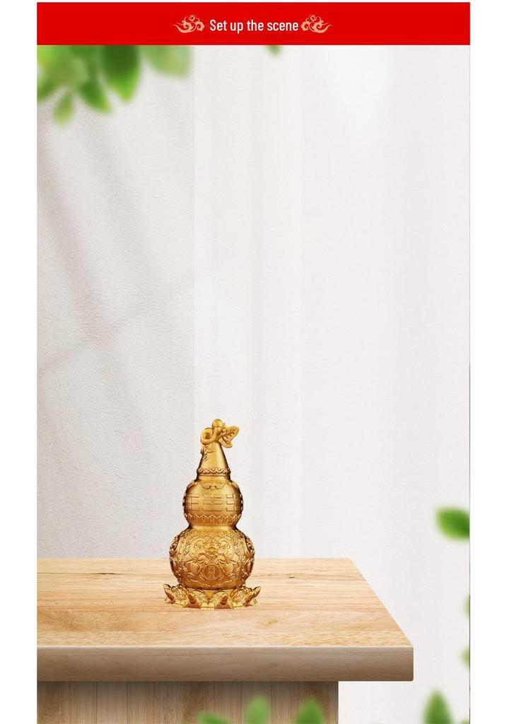 Brass Nine-Turtle Copper Gourd Bagua Desktop Decoration Ornament
