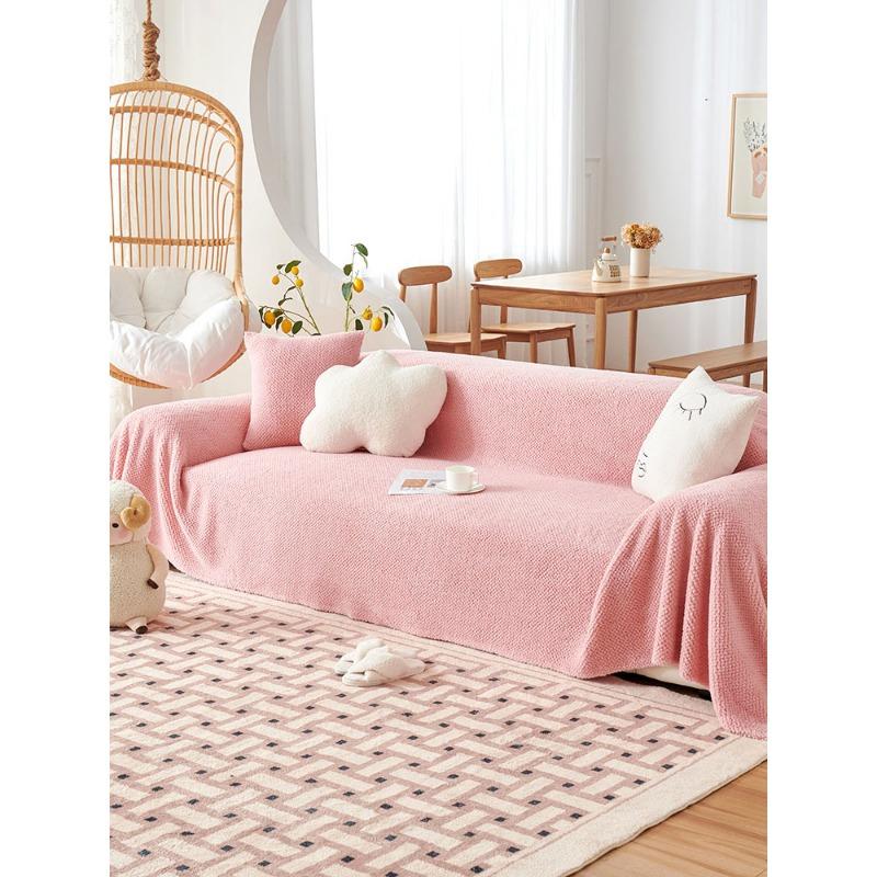 Plush Sofa Cover Cloth Winter Double-Sided Velvet Cream Color Anti-Scratching Sofa Towel Cover Towel Full Covered Seat Cover Cover Blanket