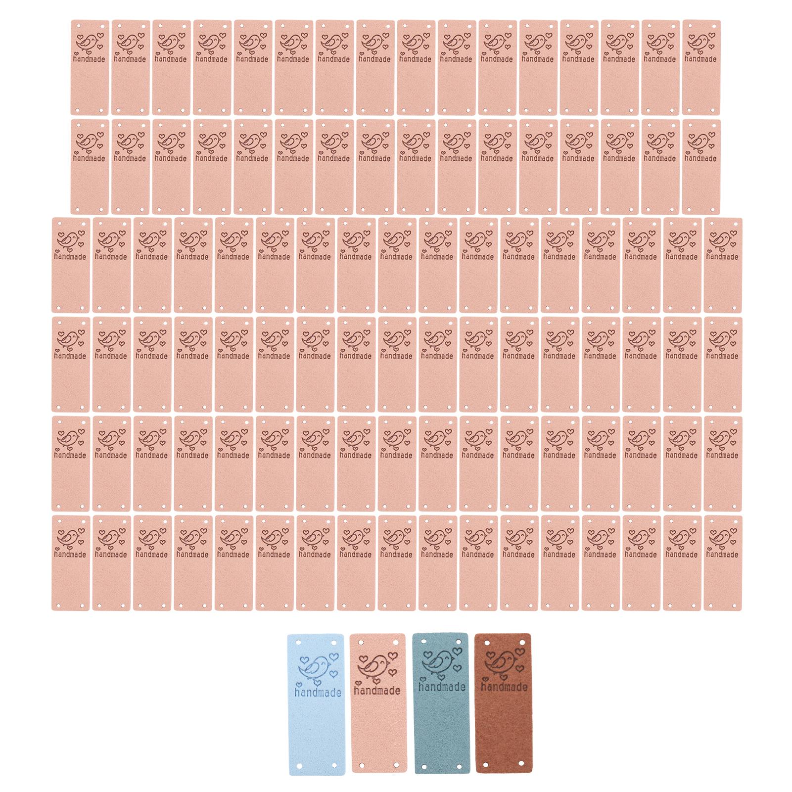 

100 шт. PU шкіряна етикетка з кольором птаха ручної роботи м яка 4 отвори корисні аксесуари для DIY для гаманця капелюх Pink Pink