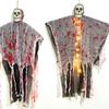 Halloween Party Hanging Skull Skeleton Ghost Ornament Horror Props Haunted House Decorations With Light Outdoor Decorations