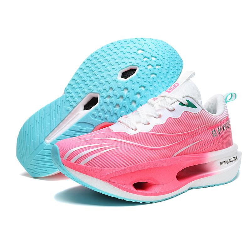 New Cushioning Running Shoes for Men Lightweight Lace Up Carbon Plate Sports Women Non-slip Outdoor Athletic Male Sneakers