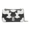 Bolsa Lola Logo TB Estampa de Vaca Acolchoada Pele de Cordeiro Corrente de Metal Ombro Transversal Pequena Bolsas Femininas Preto Branco 80545321