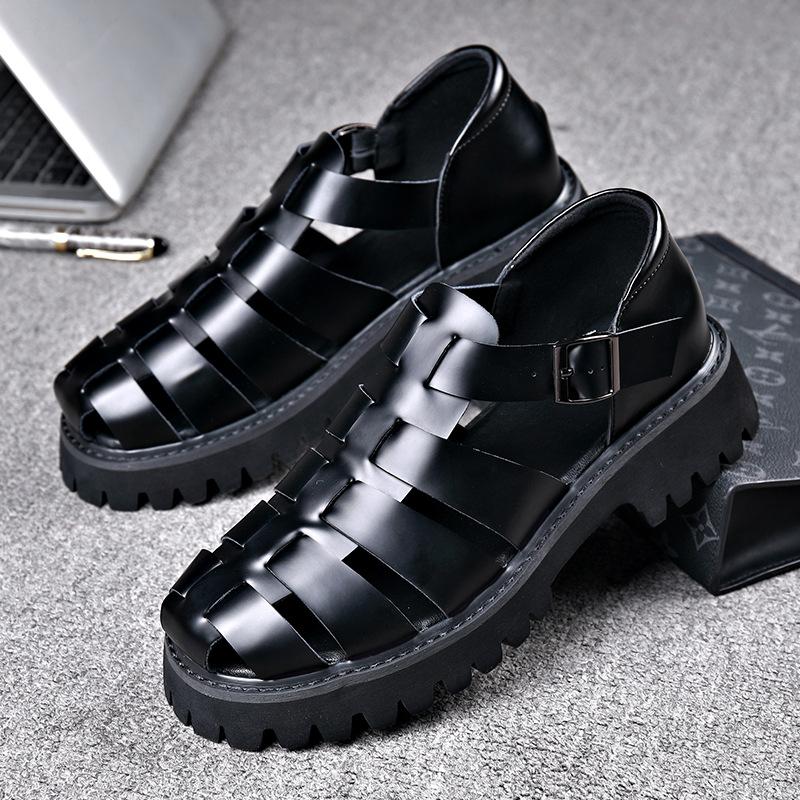 Plateau Sandalen aus echtem Leder Outdoor Sneaker Strand Gummi Flip Flops Wasser Trekking Sommer Herren Klassische Römersandalen Slipper