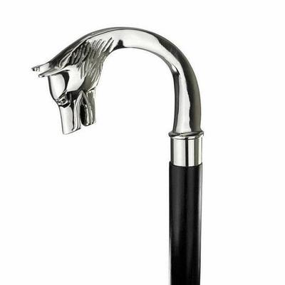 Wolf Handle Design Walking Cane Victorian Brass Handle Walking Stick Handmade Cane 91.44 Cm