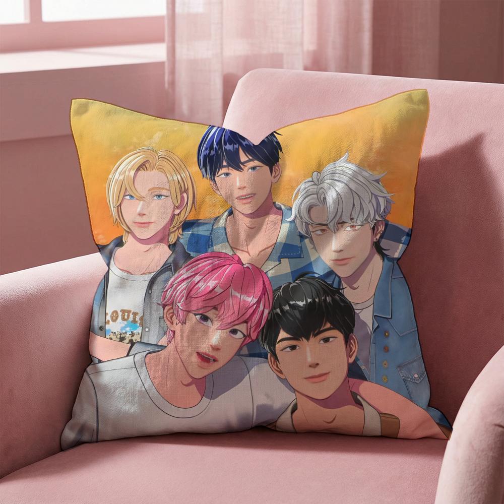 Kpop P-PLAVE Cushion Cover Multi-Scene Pillow Cover for Home & Car - Reversible, Soft & Durable for Daily Use