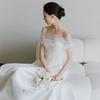 One-word shoulder light wedding dress 1011 new simple temperament dignified welcome location Korean bride wedding dress