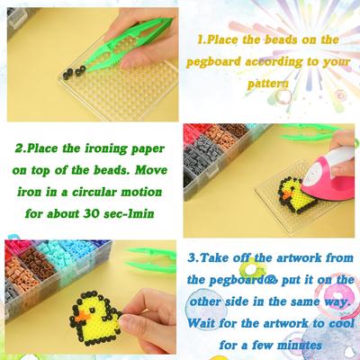 Fuse Beads Set of 24 Colors Pixel Puzzle Pegboards Perler Hama Beads Kids Creative Handmade Craft Toy Gift Diy Craft Kit