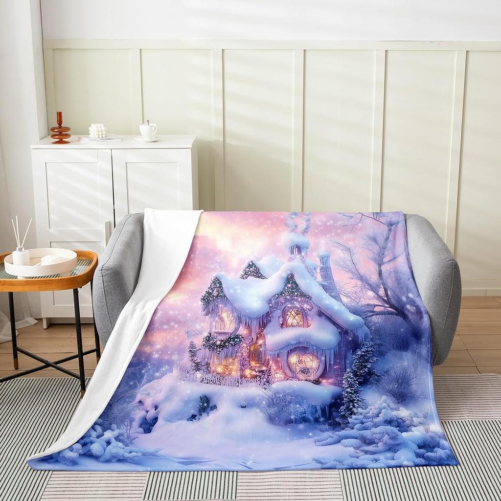 Black Santa Claus Fleece Throw Blanket Queen Kids Christmas Flannel Blanket Plush Fuzzy Xmas African American for Bed Couch