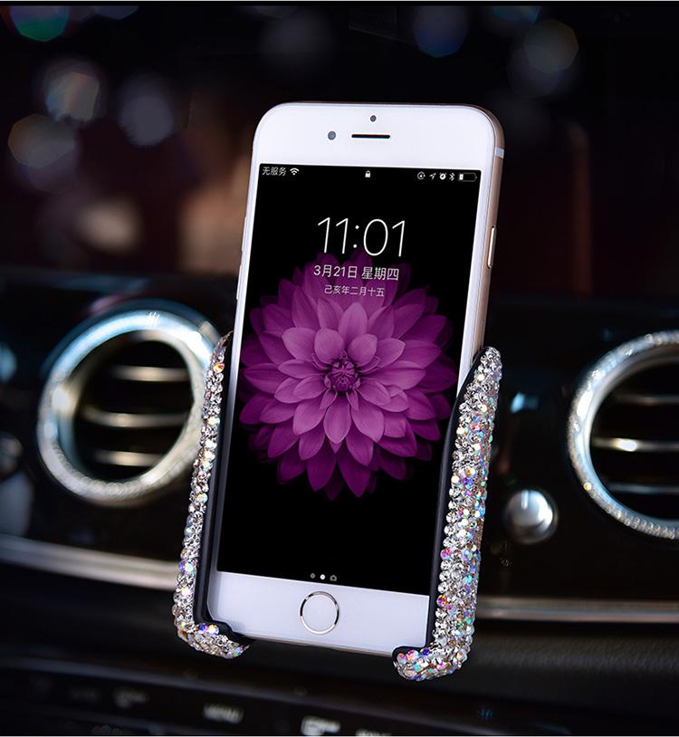 Bling Crystal Car Phone Holder Universal Air Vent Mount Clip Cell Holder For Phone In Car Mobile Phone Stand Holder Smartphone