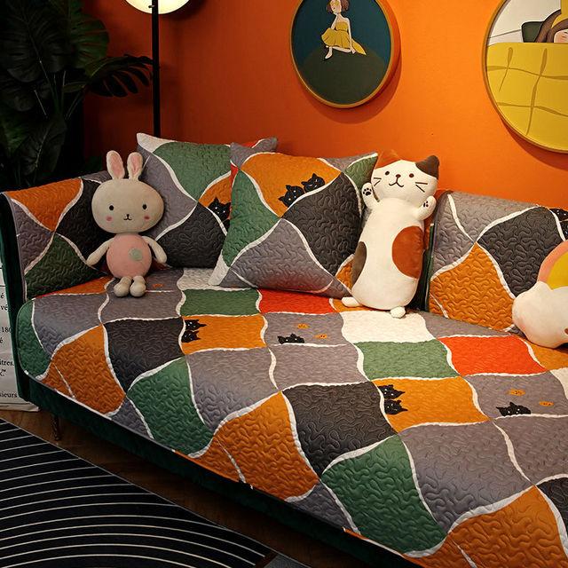 

Жаккардовый чехол для дивана, утолщенный нескользящий чехол для подушки с героями мультфильмов, хлопковый бархатный универсальный защитный чехол для гостиной 45x45 pillowcase