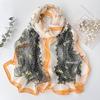 Pretty Gradient Leaves Women Foulard Elegant Chiffon Georgette Bandana Scarf Summer Beach Sun Protection 50*160cm