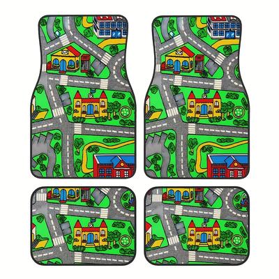 90er Jahre Vintage Rennstrecke Anti-Rutsch-Matte - Langlebige Allwetter-Auto-Fußmatte, Geeignet für Autos, SUVs, Limousinen - Lebendiges Neon-Stadtbild-Design