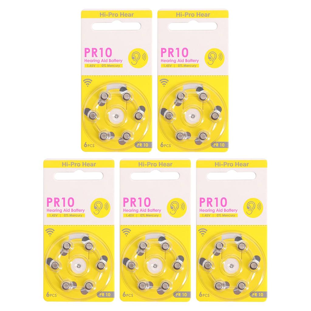 Pack of 6/30/60pcs High Capacity Zinc Manganese Batteries Set for Hearing Aids Long-lasting Power PR10 A10 Button Cell
