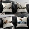 Funny Cartoon Animals Car Art Pillow Case Anti-dustmite Pillowcase Invisible Zipper Silky Short Plush Sofa Cushion Cover