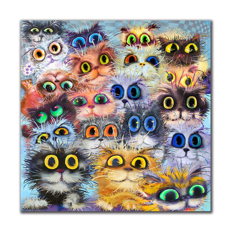

Современные красочные милые кошачьи глаза с открытыми холстами, картины, постеры и принты, настенная художественная картина для гостиной, украшения дома, Cuadros 20X20cm Unframed