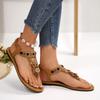 Women's Large-sized Bohemian Beaded Stylish Flat Sandals, Summer New Style Flat Breathable Casual Sandals for Women