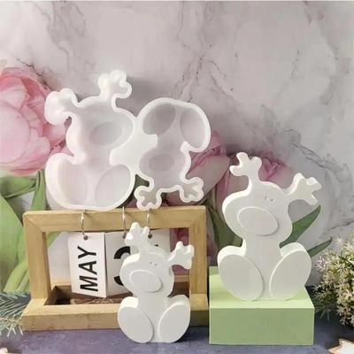 3D Christmas Cartoon Candle Deer Silicone Mold DIY Tools Mirror Stereoscopic Deer Head Mould DIY Gypsum Drop Glue Mold Decor