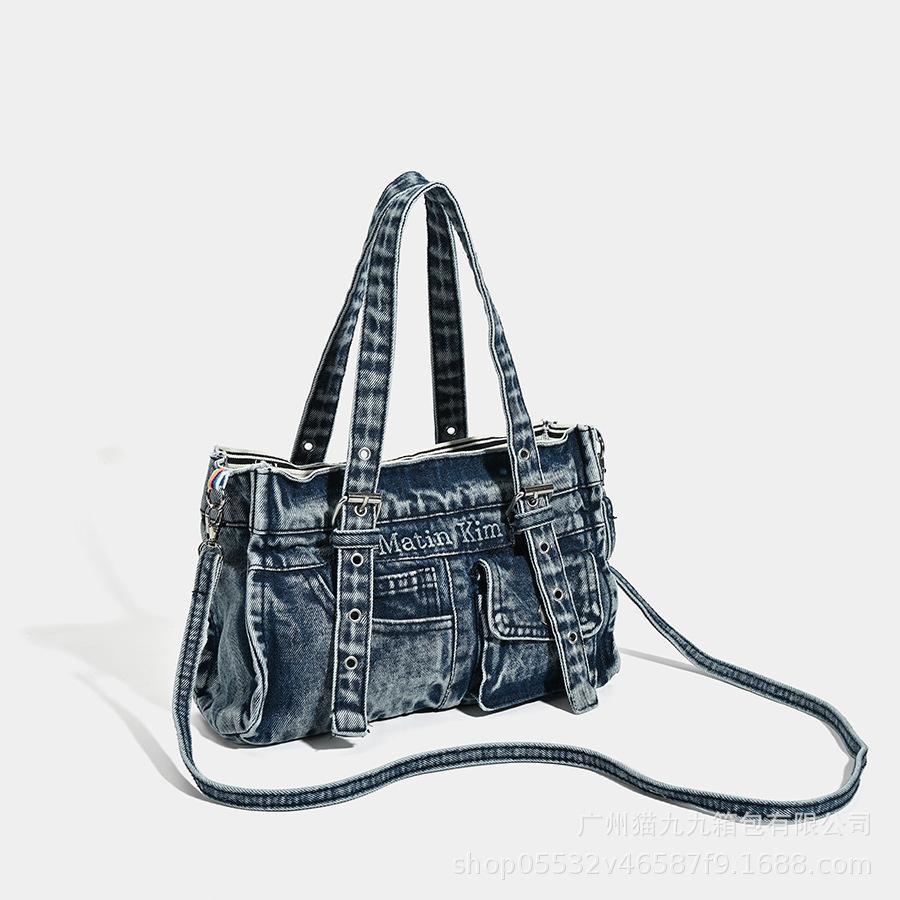 New Washed Denim Bag for Women, Washed Denim Single Shoulder Crossbody Bag, High-end Sensory Communication Tote Bag