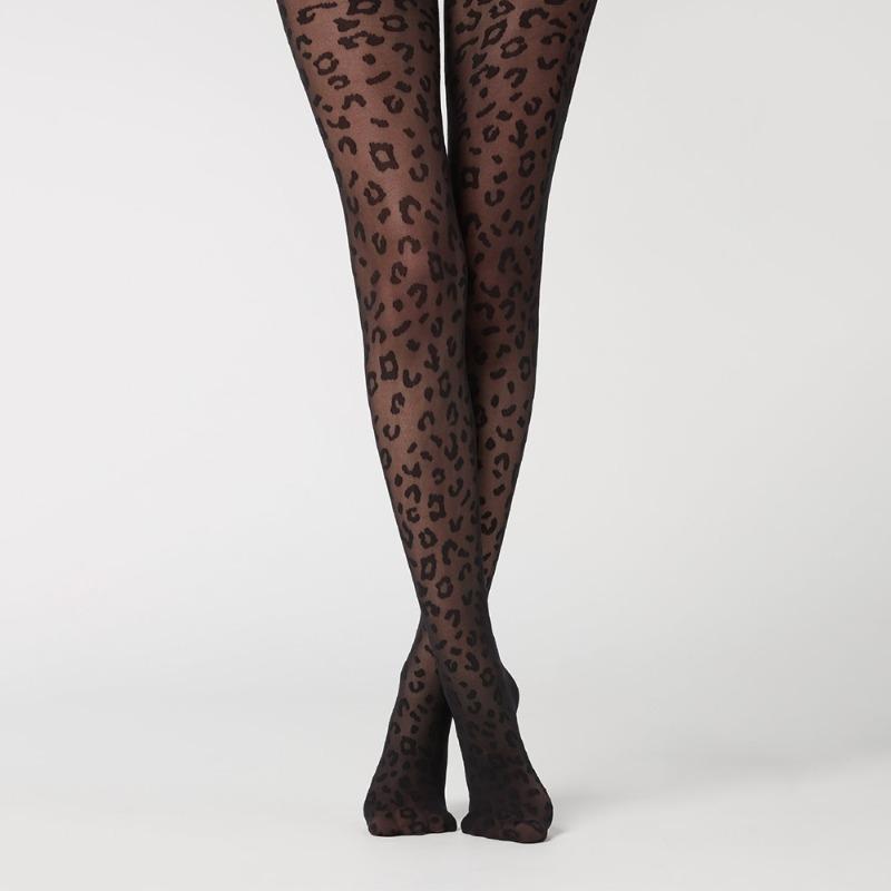 

Леопардовый принт сексуальные колготки женские ретро принт колготки черные супер эластичные тонкие колготки Y2k тонкие чулки One Size чёрный