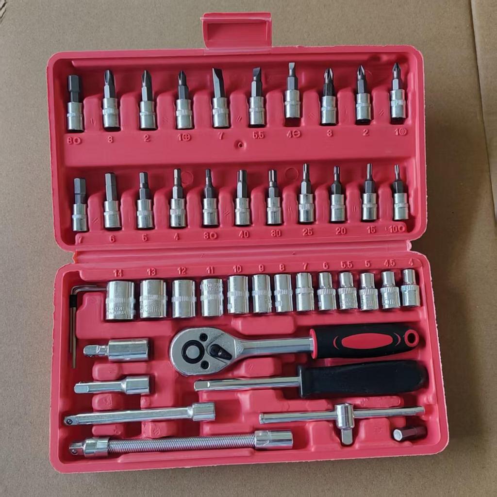 46-Piece Auto Repair Tool Set with Ratchet Wrench & Socket Bits