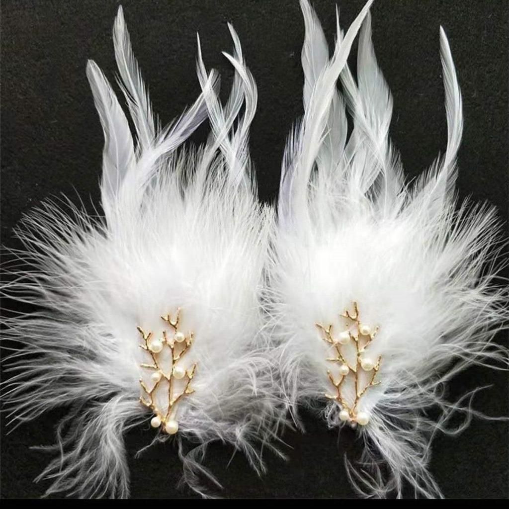 Super Feenfeder Haarspange: Koreanischer weißer Hanfu & Mori-Stil-Accessoire