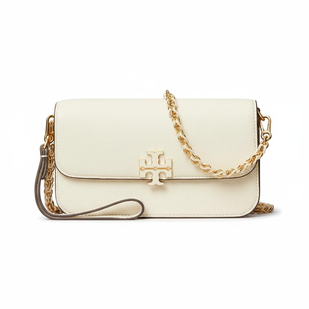 

Tory Burch Britten Detachable Chain Solid Design Shoulder Bag Women shoulder bag White 175806-255 Basic Set (Bag+Dust Bag)