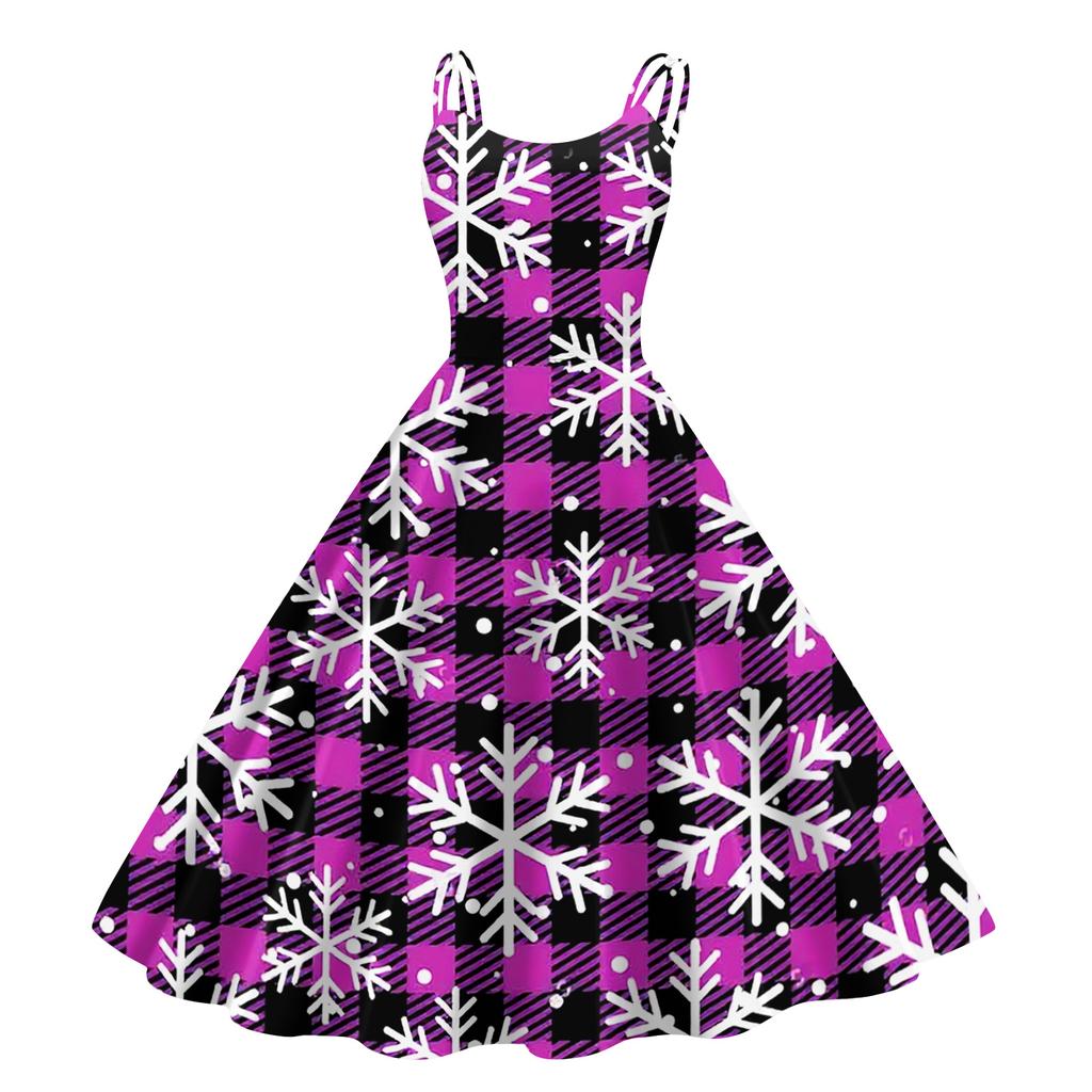 Children's Fashion Casual Christmas Print Sexy Off-the-shoulder Punk Retro Dress