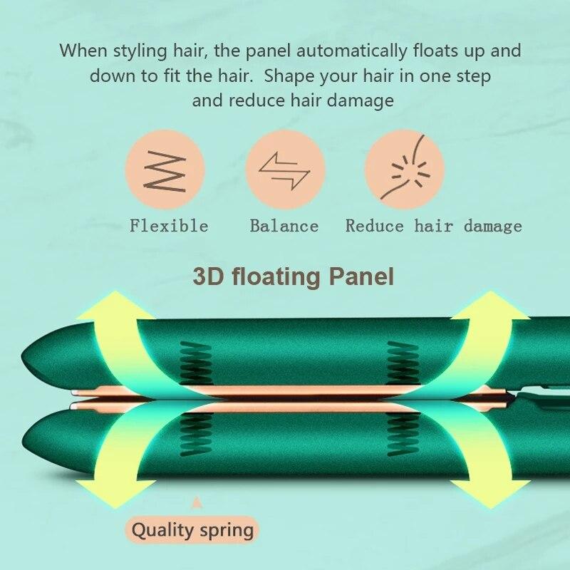 LCD-Display, 3D-Rotationseisen und Lockenstab, 2-in-1-Glätteisen mit negativen Ionen und Keramik-Haarglätter, Multi-Styler für Frauen