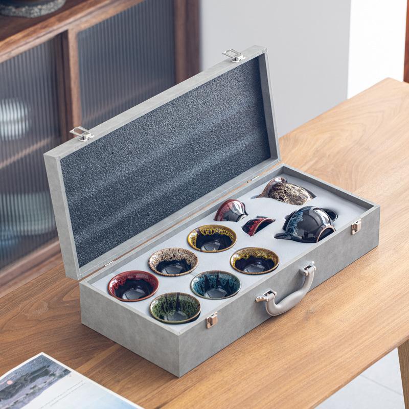 Creative high-value ceramic kiln-changed tea set business company festival event gift souvenir