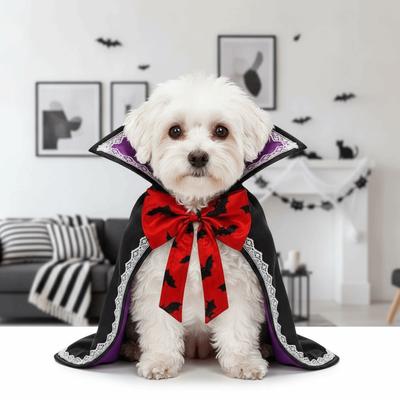 Stand Collar Pet Bat Cloak Open Chest Cat Wizard Robe Dog Halloween Cape  Spooky Night