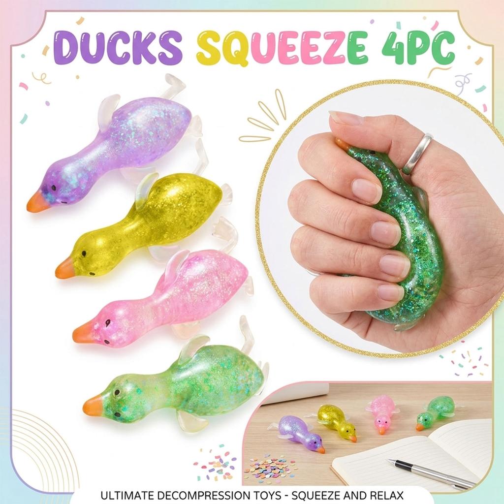 TPR Maltose -Toy – Slow- Stress-Relief Toy, “Quack” Stress-Release Toy 4pc