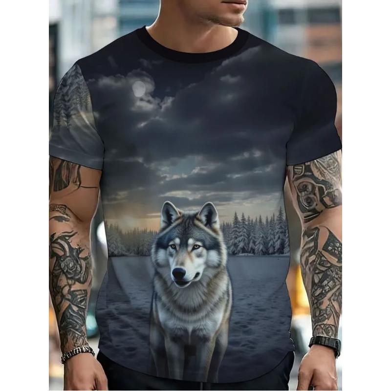 Fashion Men's Crew Neck Short Sleeve 3D Casual Color Printing Casual Short Sleeve Crew Neck T-Shirt