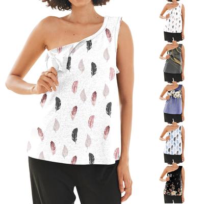Women's Adaptive Clothing Shoulder Recovery Shirt Tearaway Front Sleeveless Floral Print Top for Easy Dressing